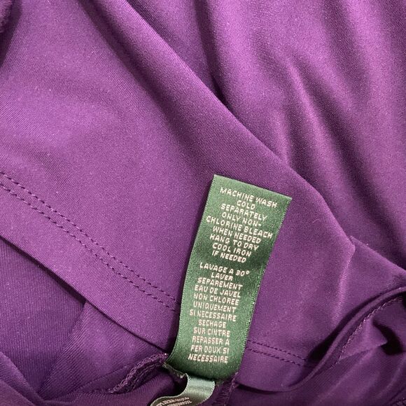 Lauren Ralph Lauren Women’s Purple Draped Neck side Sheath Dress Size 16 Classic - Picture 9 of 10
